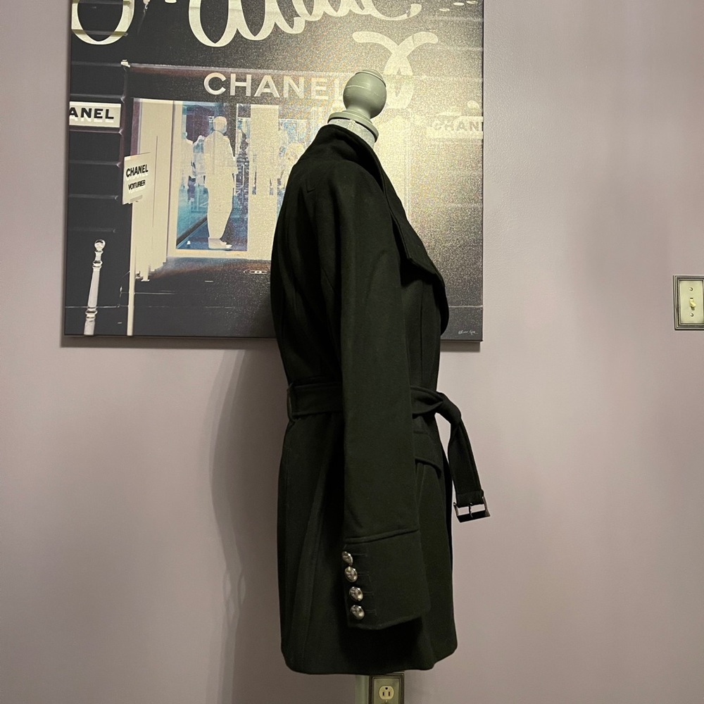 NWOT Kenneth Cole black asymmetrical wool coat - Picture 2 of 8